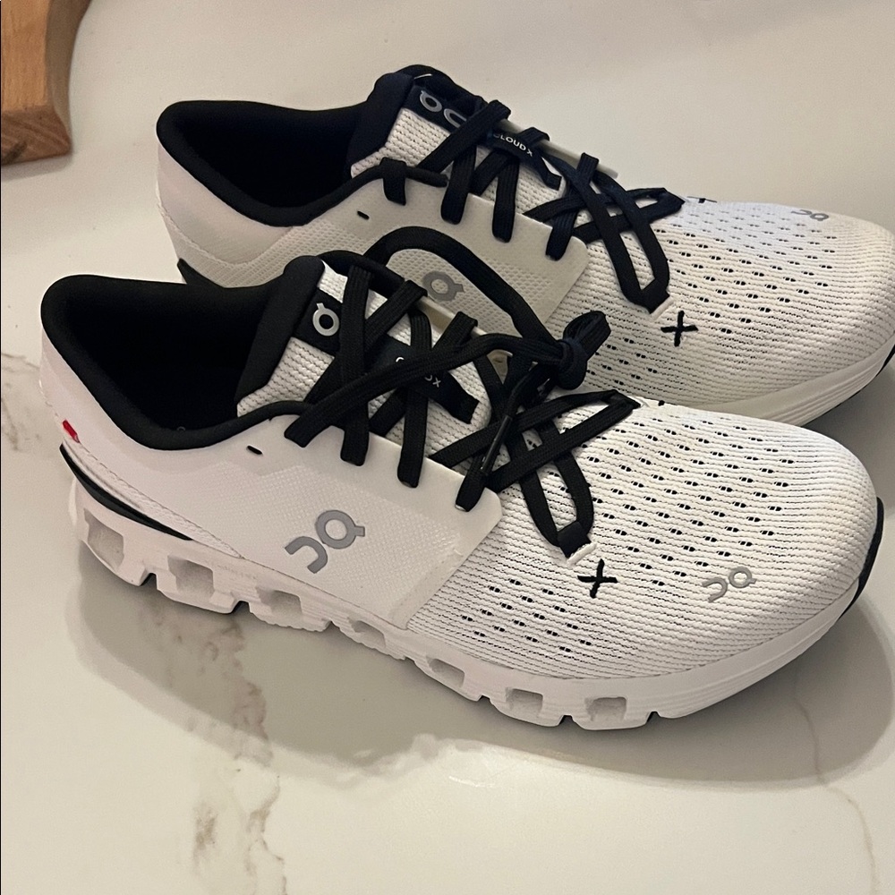 On Running Cloud X Black and White Athletic Shoes